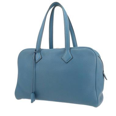 Borsa Hermès Victoria in pelle Togo Bleu Jean