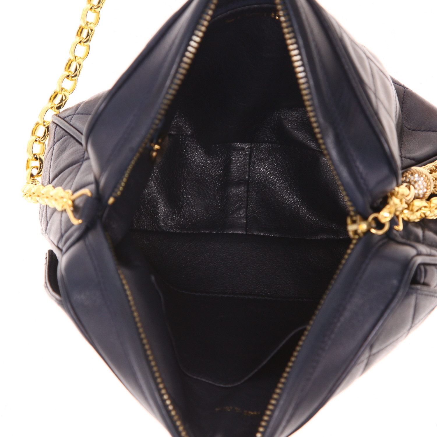 Borsa a tracolla Chanel vintage in pelle trapuntata nera - Detail D3