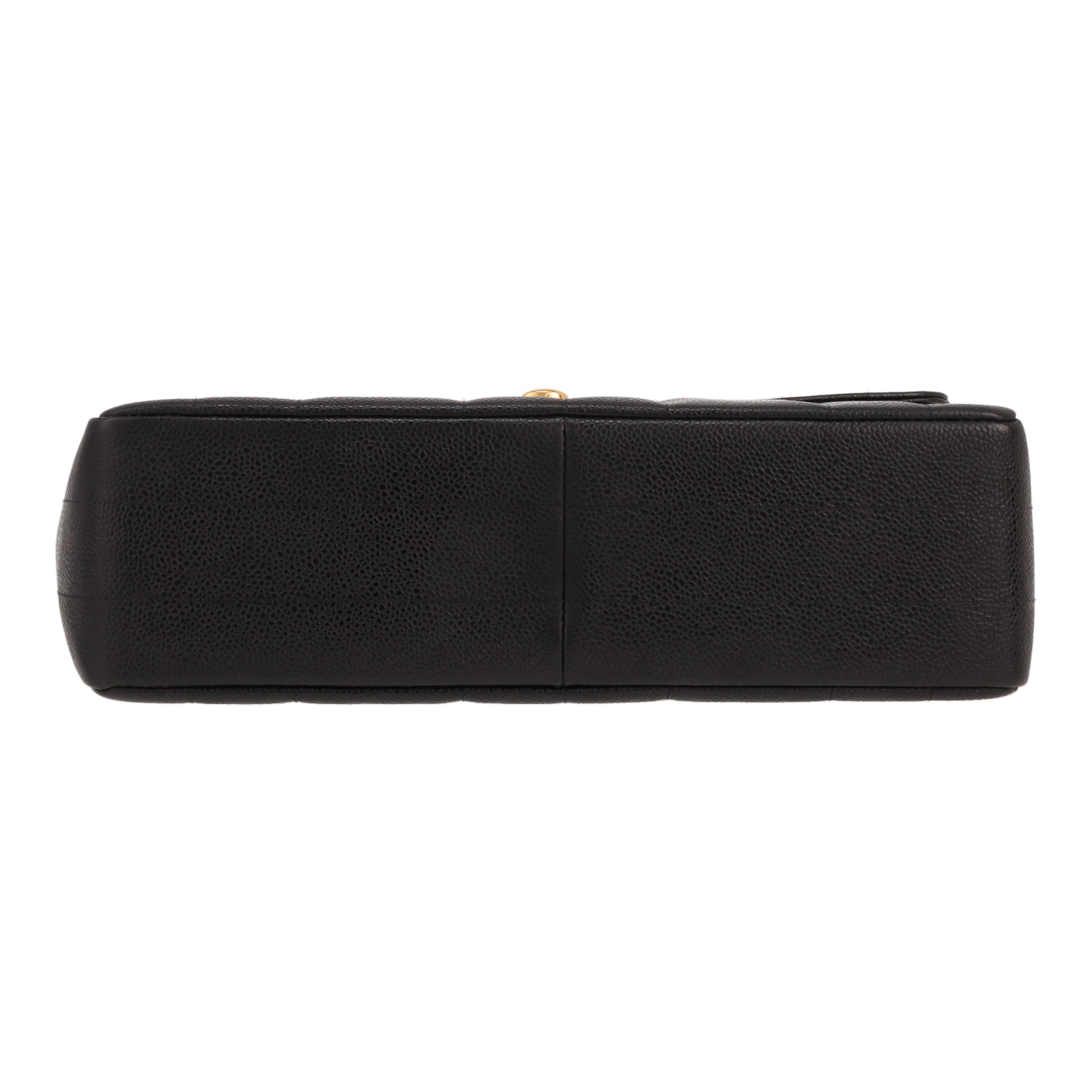 Chanel Timeless Jumbo shoulder bag in black quilted grained leather - Detail D1
