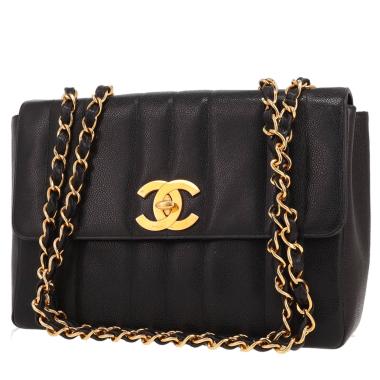 Sac bandoulière Chanel  Timeless Jumbo en cuir grainé matelassé noir