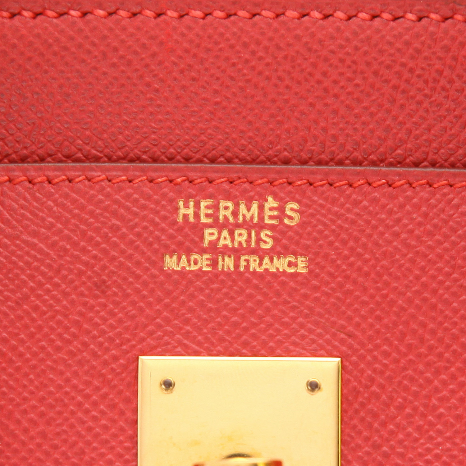 Hermès ‘Haut à Courroies’ handbag, 32 cm, in Rouge Vif Courchevel leather - Detail D2