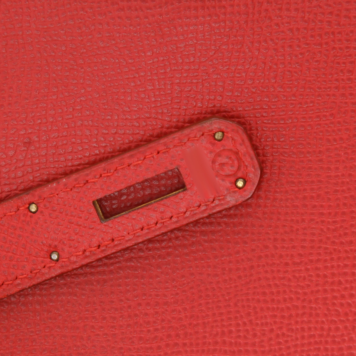 Hermès ‘Haut à Courroies’ handbag, 32 cm, in Rouge Vif Courchevel leather - Detail D4