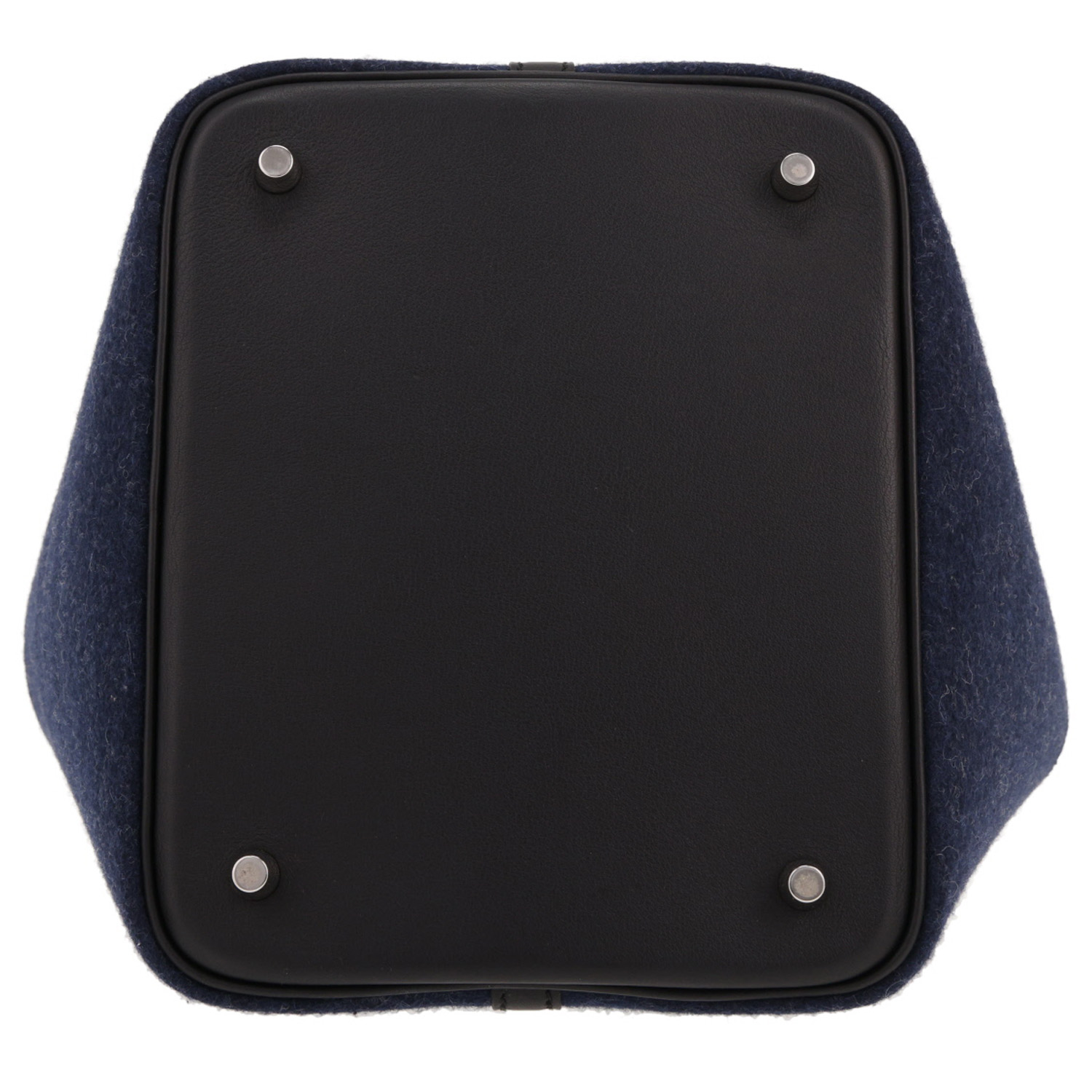 Borsa Hermès  Picotin 22 cm in pelle Swift nera e feltro blu indaco - Detail D1