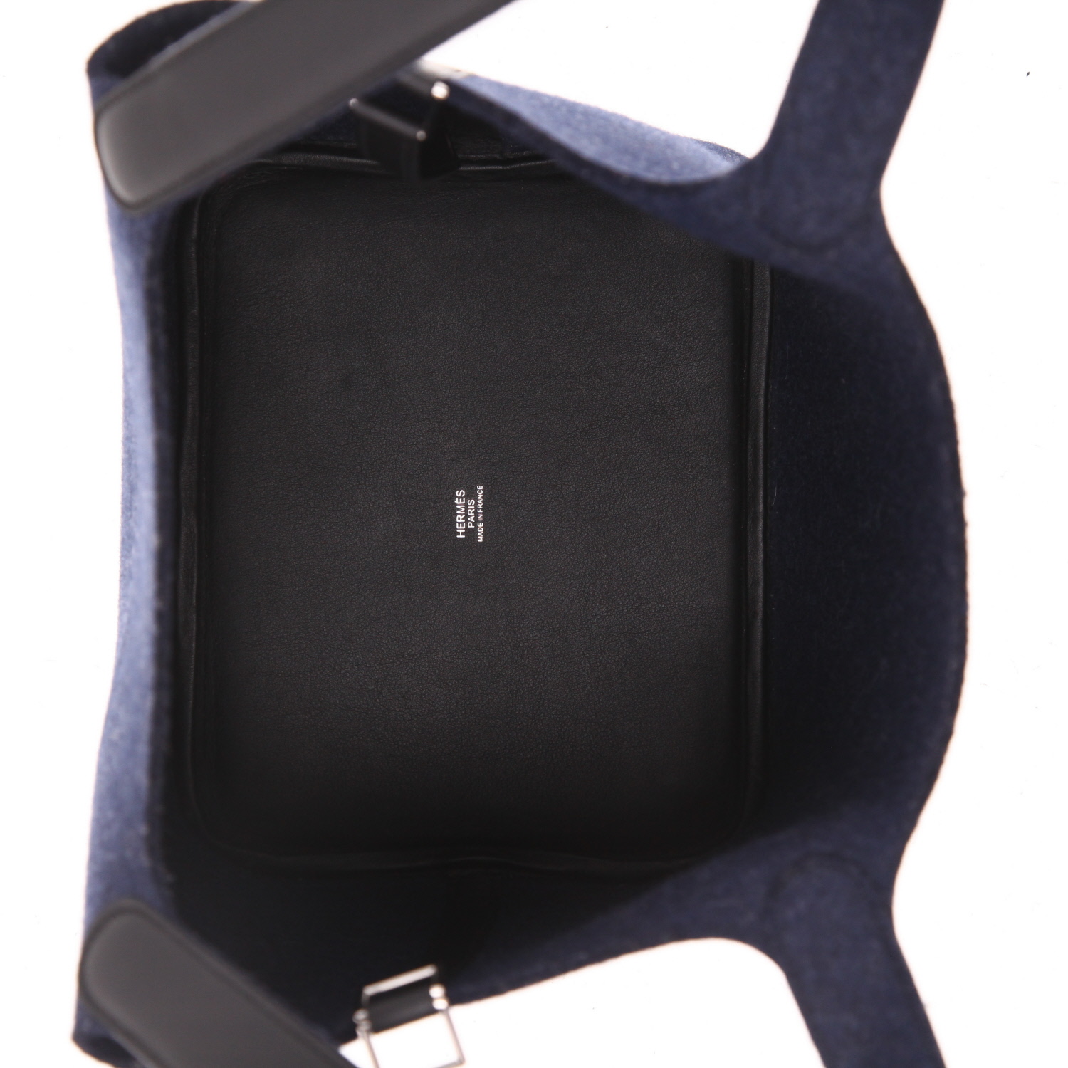 Hermès  Picotin 22 cm handbag  in black Swift leather  and indigo blue felt - Detail D3