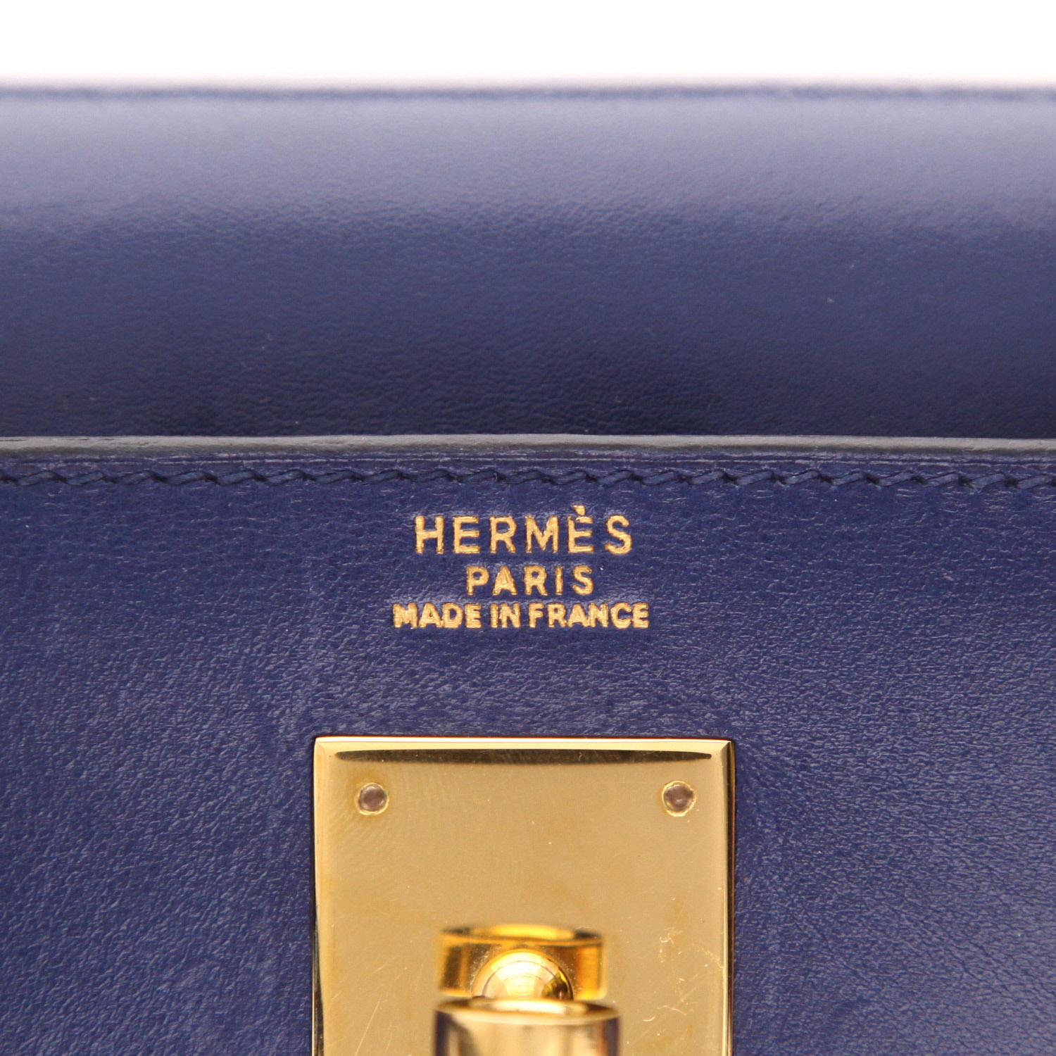 Bolso Hermès Kelly de 32 cm en piel «box» azul real - Detail D2