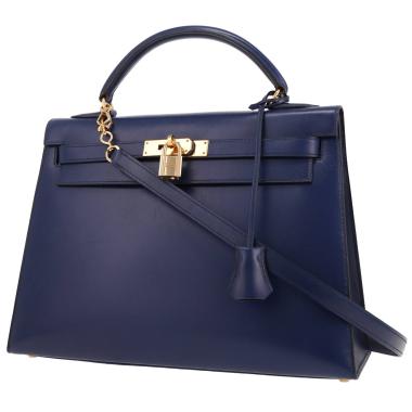 Hermès Kelly 32 cm handbag in royal blue box leather