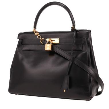 Borsa Hermès Kelly da 28 cm in pelle nera "box"