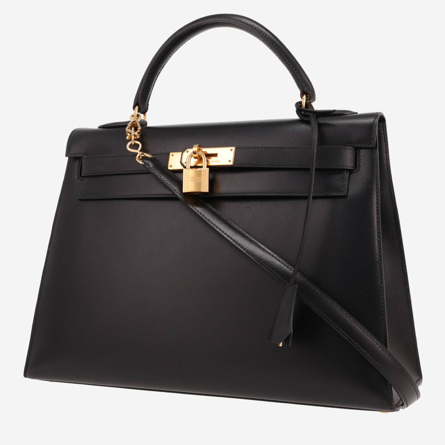 Hermès Kelly 32 cm handbag in Noir box leather