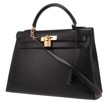 Hermès Kelly 32 cm handbag in Noir box leather