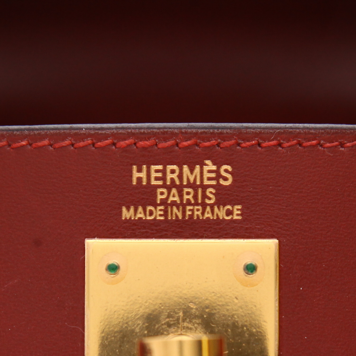 Hermès Kelly 32 cm handbag in red H box leather - Detail D2