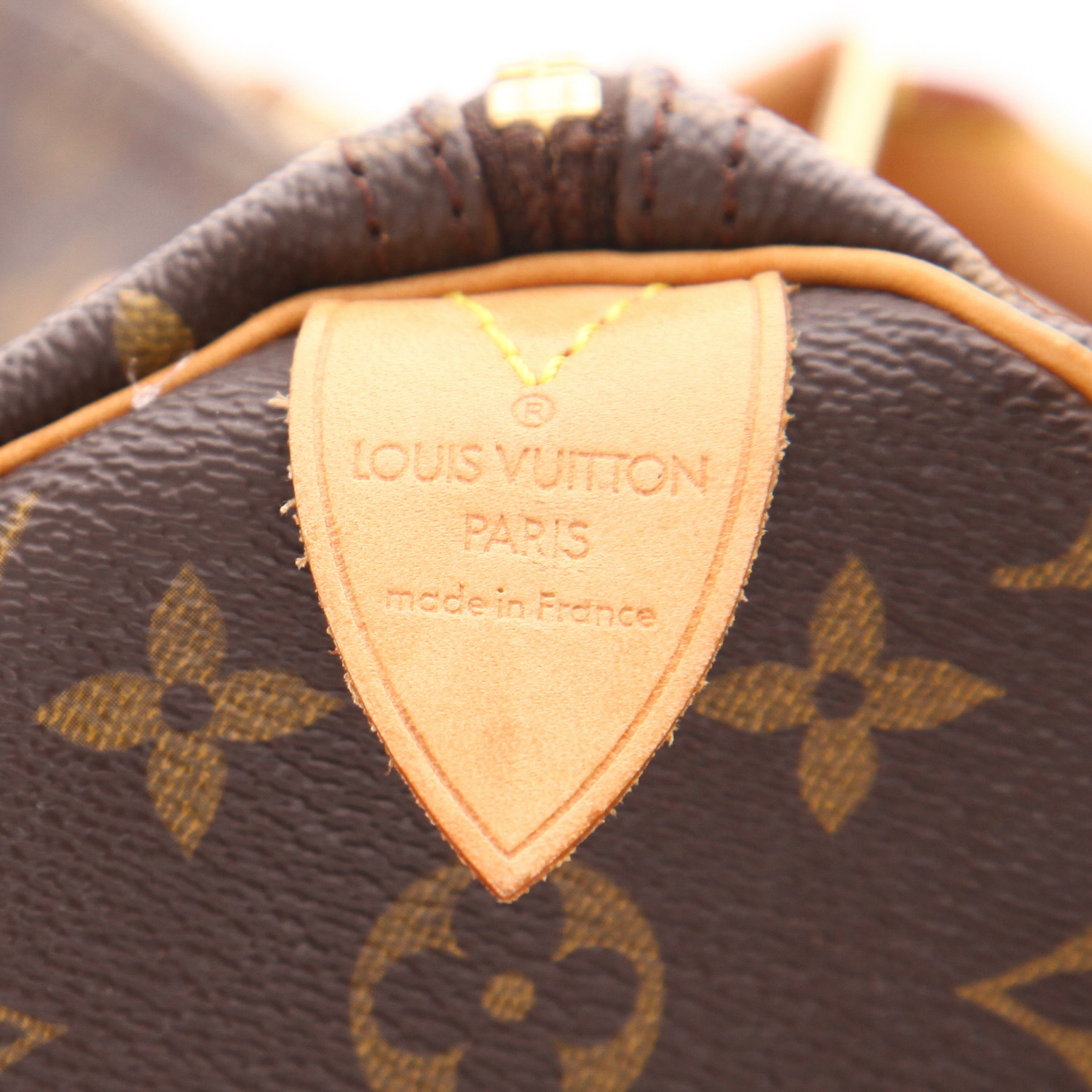 Louis Vuitton  Speedy 35 handbag  monogram canvas  and natural leather - Detail D2
