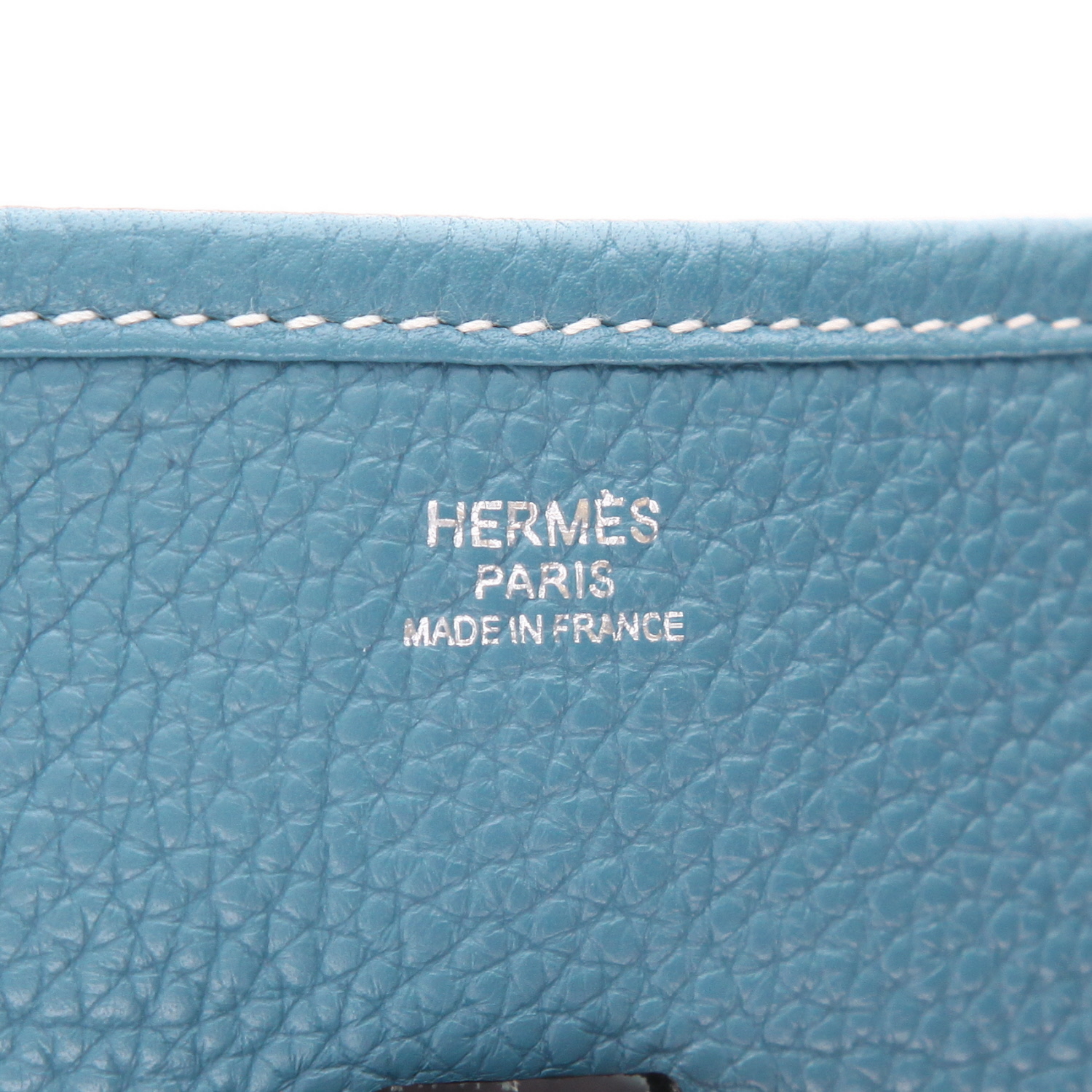 Hermès Evelyne III shoulder bag in Bleu Jean Clémence calfskin - Detail D2