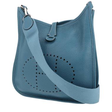Borsa a tracolla Hermès Evelyne III in pelle di vitello Clémence Bleu Jean