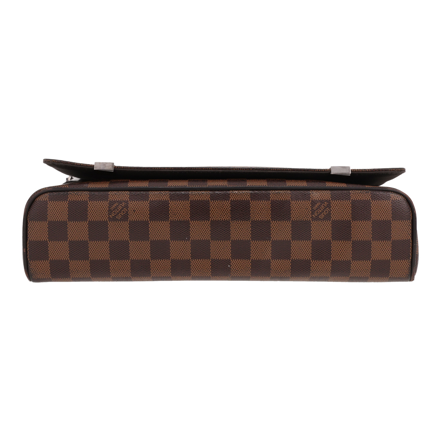 Sac bandoulière Louis Vuitton  Messenger moyen modèle  en toile damier ébène et cuir marron - Detail D1