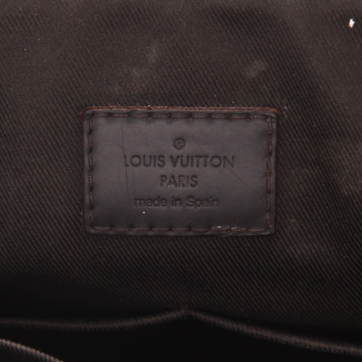 Louis Vuitton  Messenger medium model  shoulder bag  in ebene damier canvas  and brown leather - Detail D2