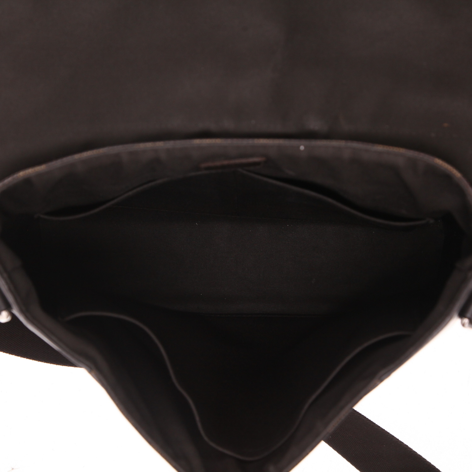 Sac bandoulière Louis Vuitton  Messenger moyen modèle  en toile damier ébène et cuir marron - Detail D3