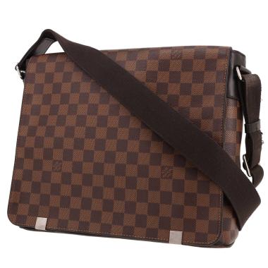 Borsa a tracolla Louis Vuitton  Messenger modello medio  in tela a scacchi ebana e pelle marrone