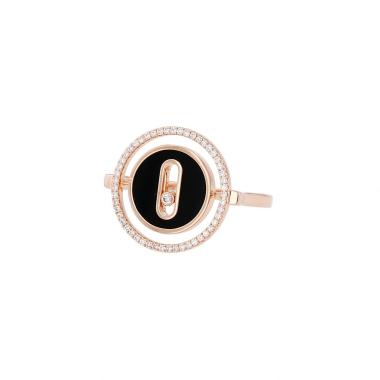 Messika Lucky Move ring in pink gold, onyx and diamonds