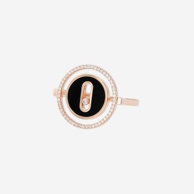 Messika Lucky Move ring in pink gold, onyx and diamonds