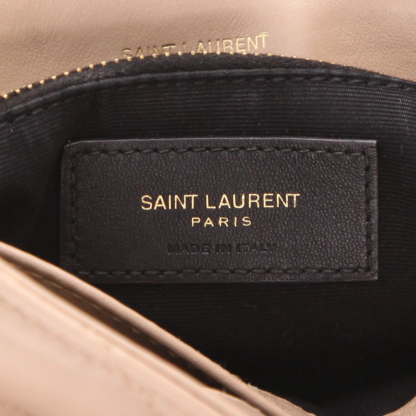 Borsa a tracolla Saint Laurent  Toy Loulou in pelle trapuntata a zigzag beige - Detail D2