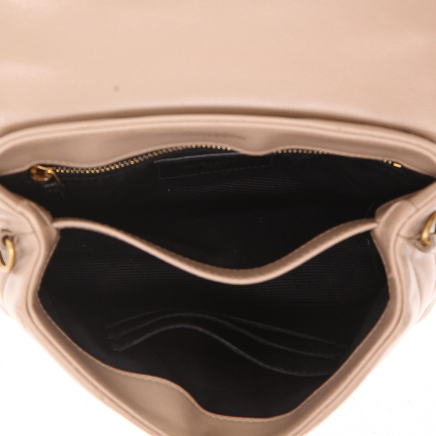 Bolso bandolera Saint Laurent  Toy Loulou en cuero acolchado con motivos de espigas beige - Detail D3