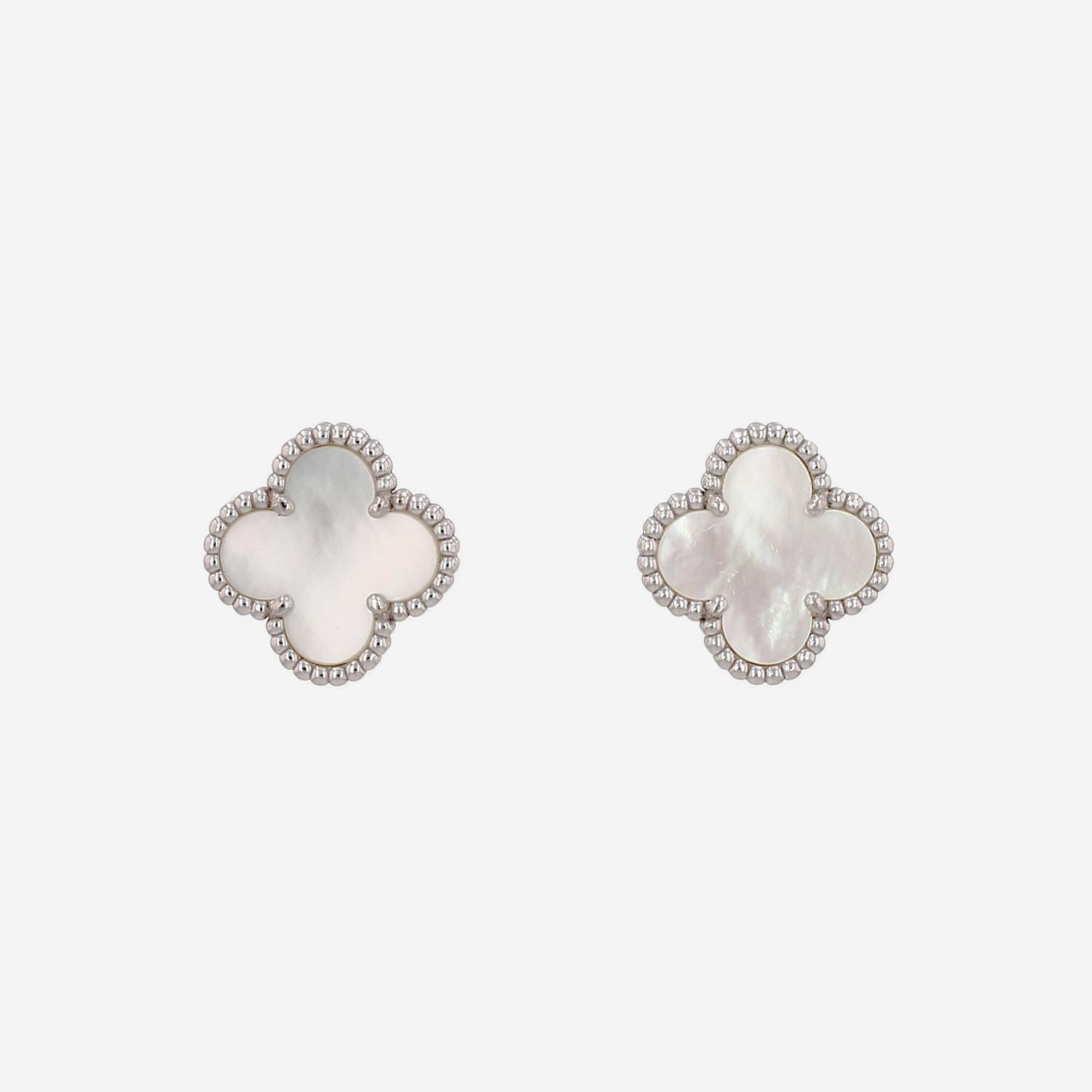 Orecchini Van Cleef & Arpels Vintage Alhambra in oro bianco e madreperla