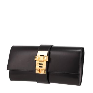 Pochette Hermès  Médor Pocket Hand in pelle box nera