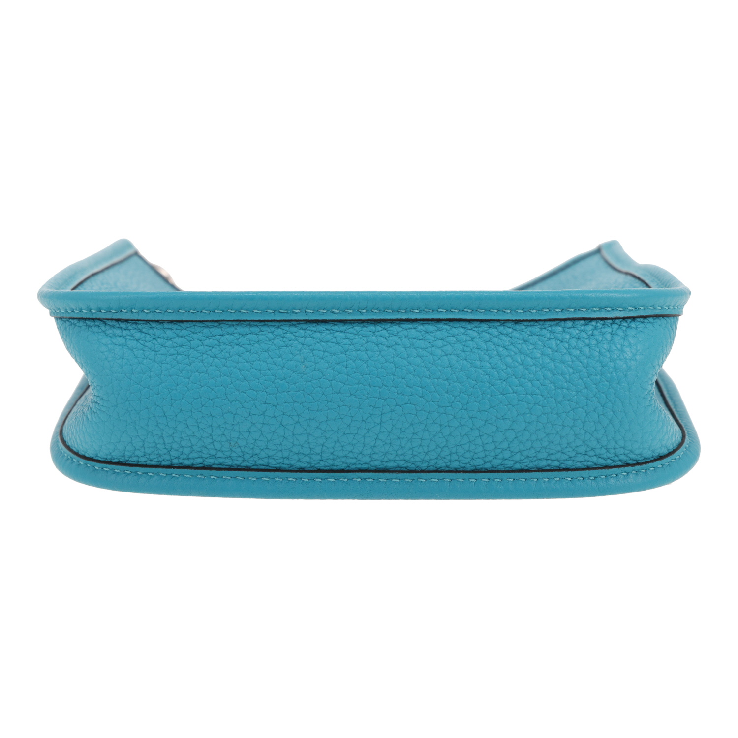 Hermès  Mini Evelyne shoulder bag  in Turquoise blue leather taurillon clémence - Detail D1