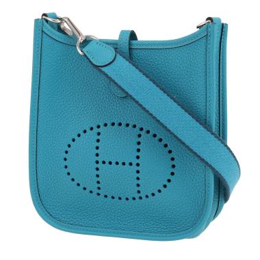 Bolso bandolera Hermès  Mini Evelyne en cuero taurillon clémence azul