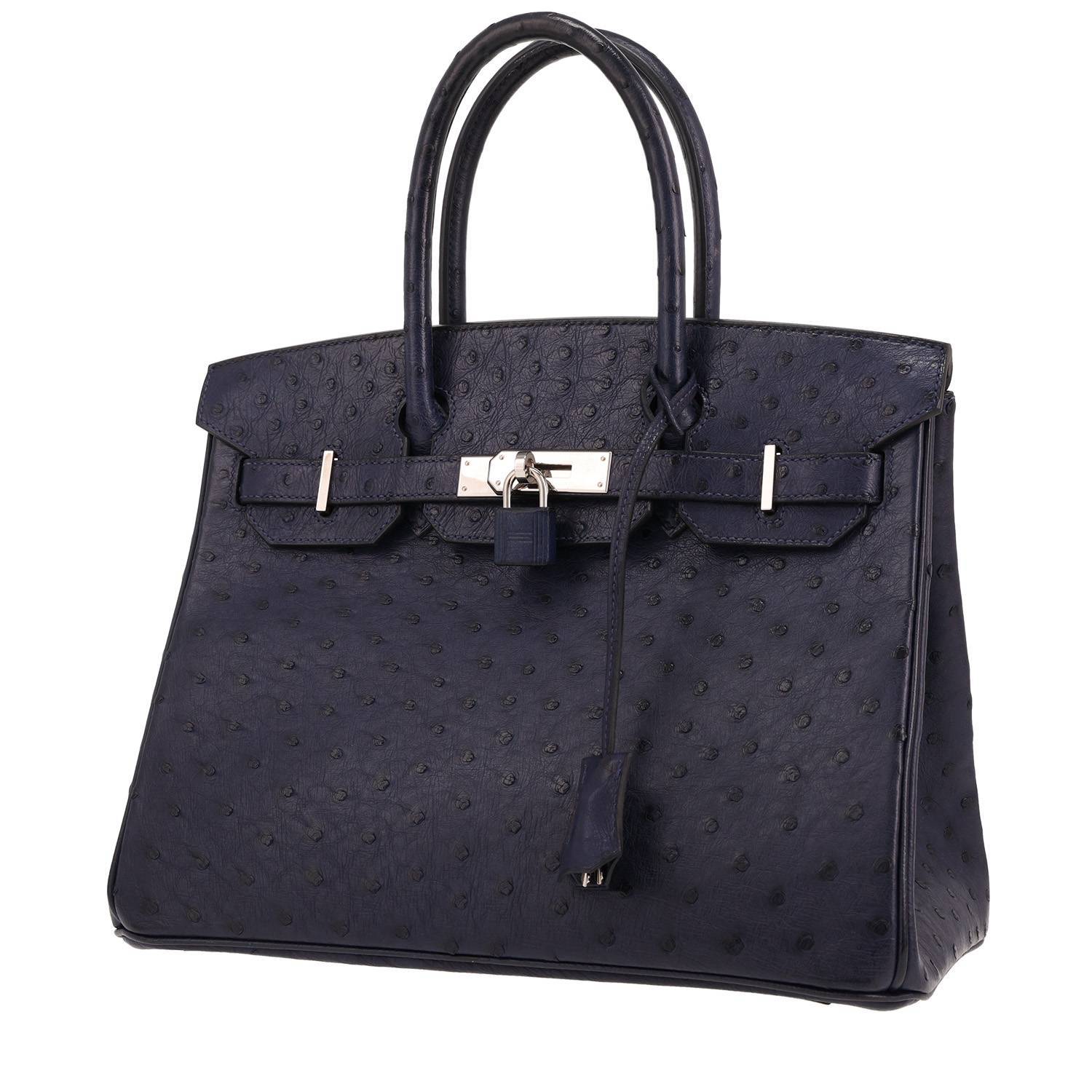 Hermès Birkin 30 Autruche Bleu Iris 2015 occasion Hermès Birkin 30 Autruche Bleu Iris 2015 occasion