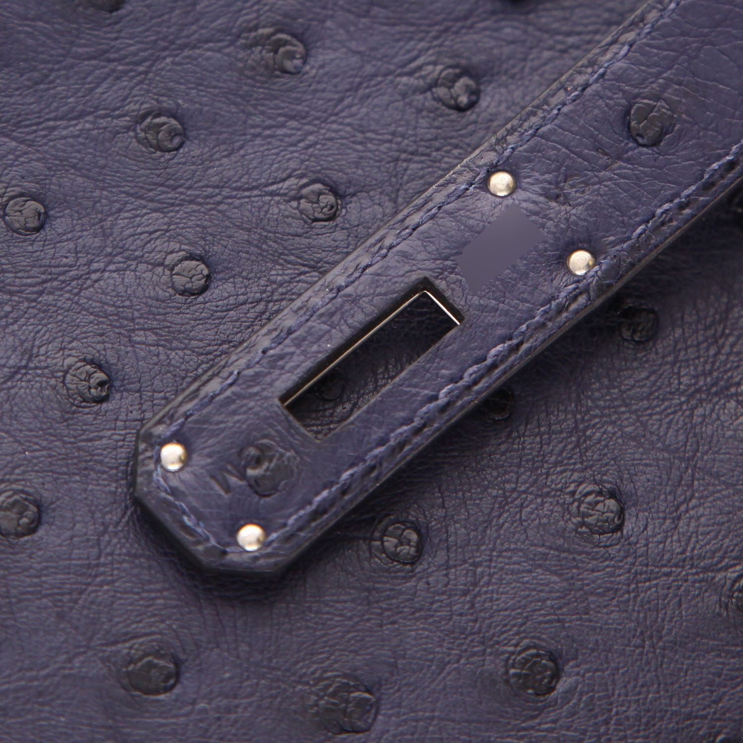 Hermès  Birkin 30 cm handbag  in Bleu Iris ostrich leather - Detail D4