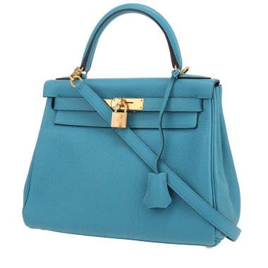 Sac à main Hermès  Kelly 28 cm en cuir togo bleu-jean