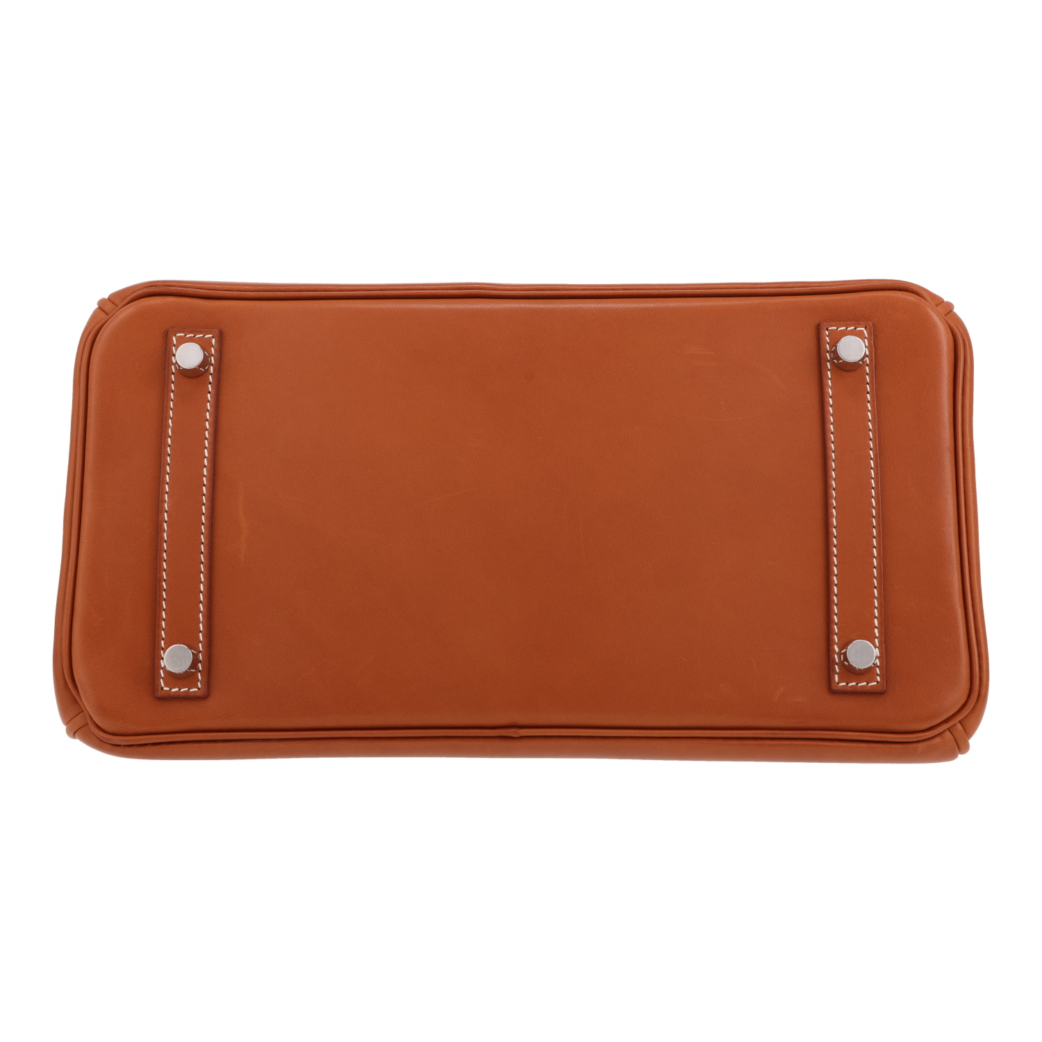 Bolso de mano Hermès  Birkin 30 cm en cuero Barenia rojizo - Detail D1