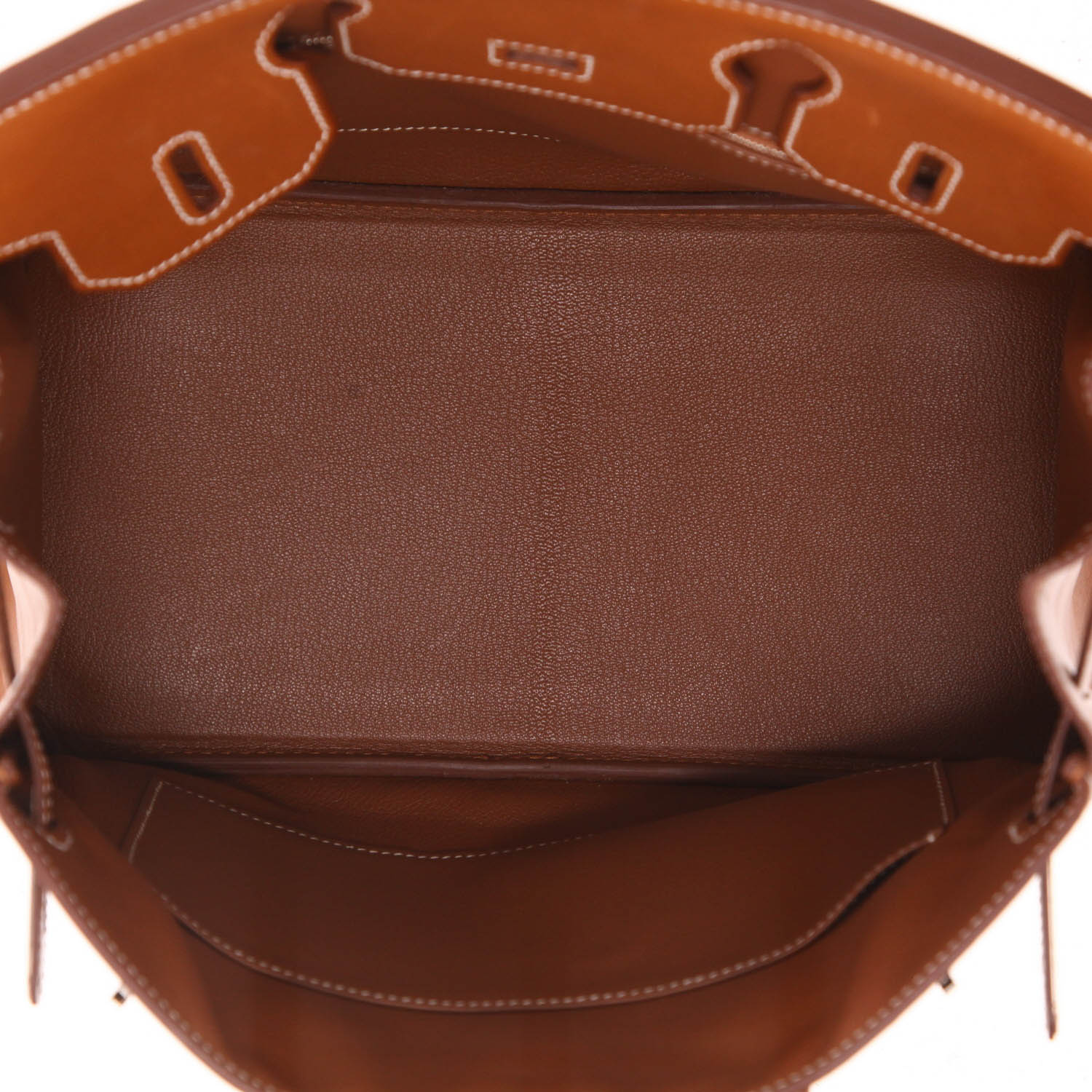 Bolso de mano Hermès  Birkin 30 cm en cuero Barenia rojizo - Detail D3