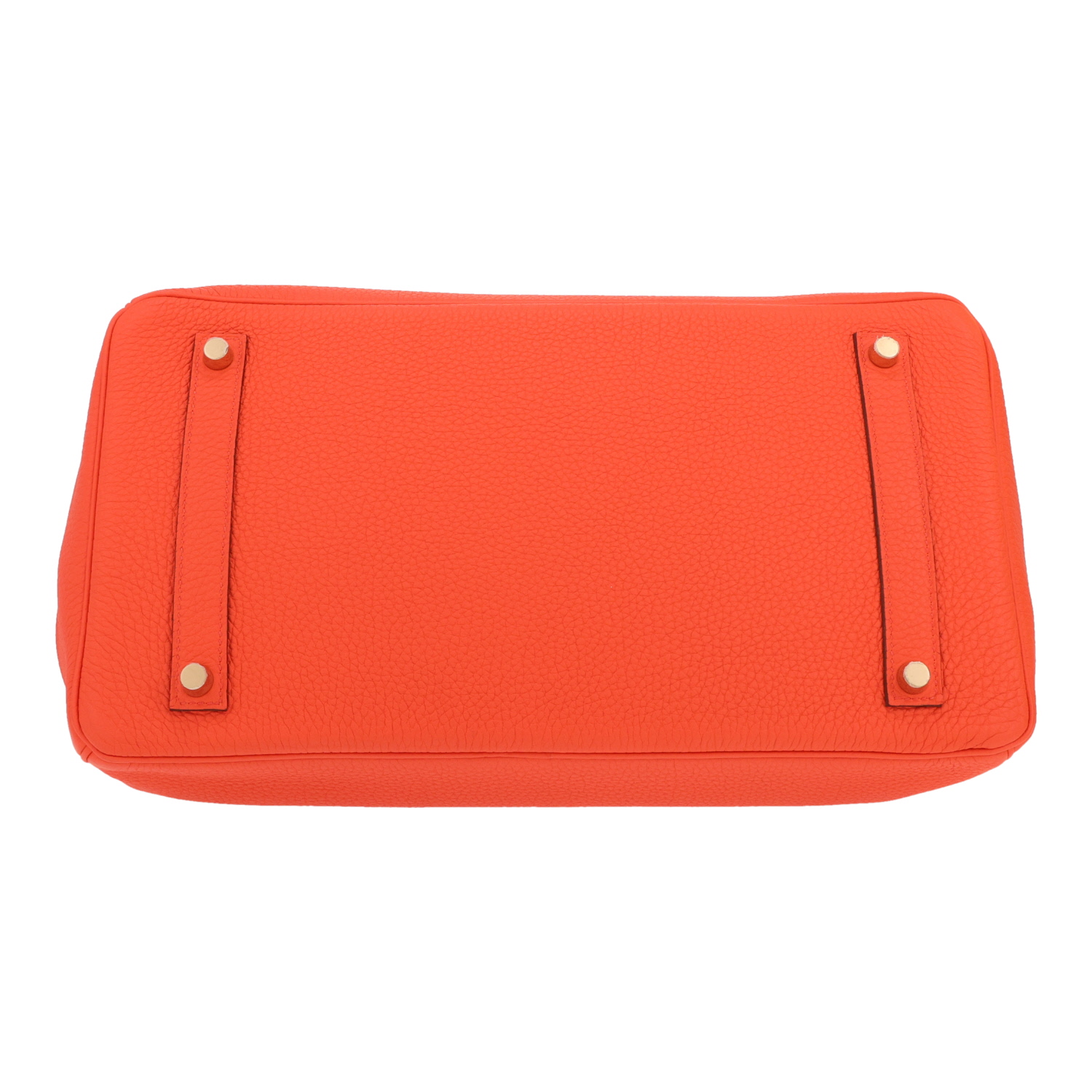 Bolso de mano Hermès  Birkin 35 cm en cuero togo naranja Poppy - Detail D1