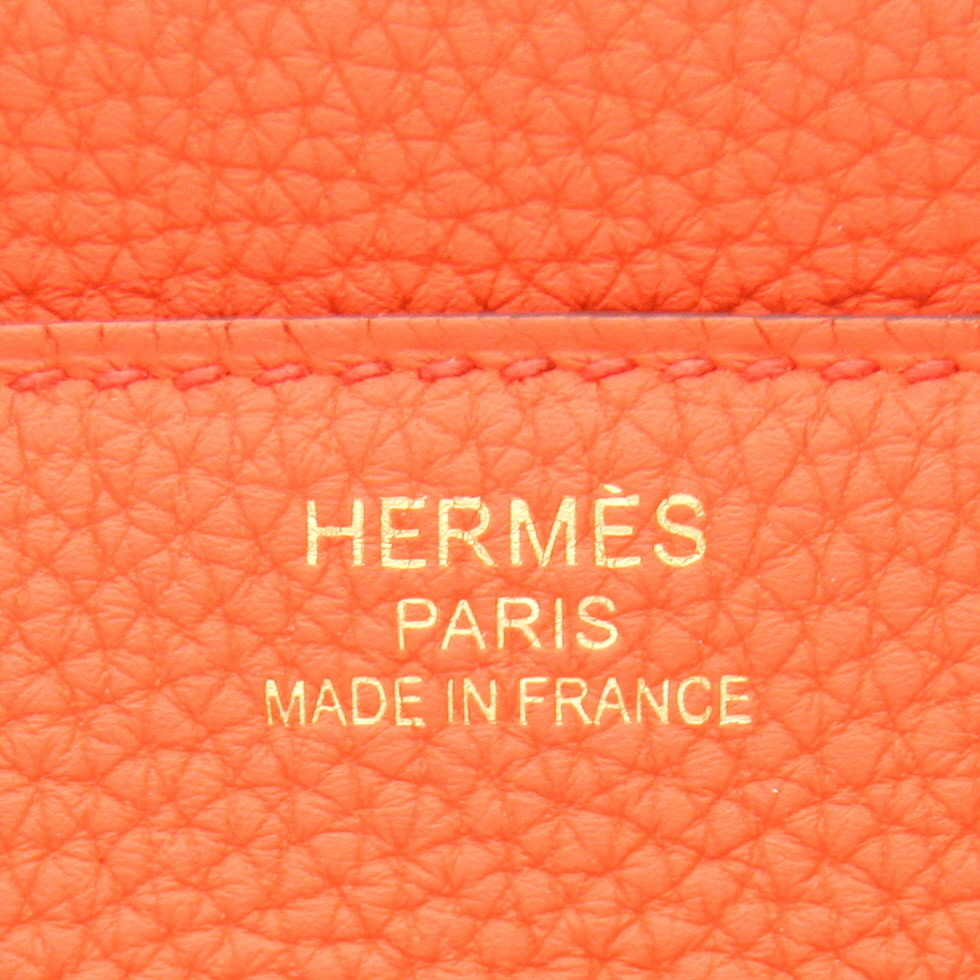 Sac à main Hermès  Birkin 35 cm en cuir togo orange Poppy - Detail D2