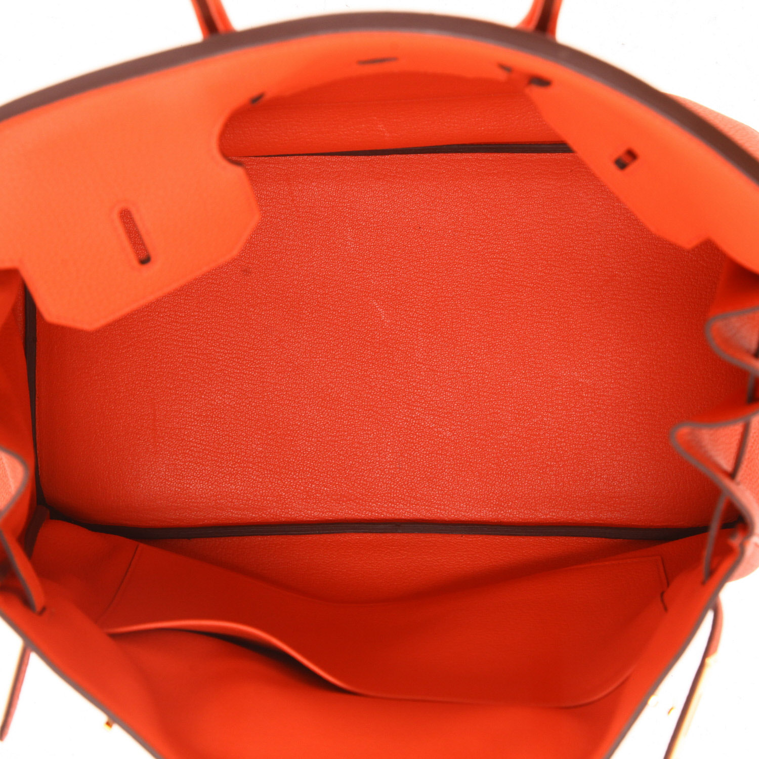 Bolso de mano Hermès  Birkin 35 cm en cuero togo naranja Poppy - Detail D3