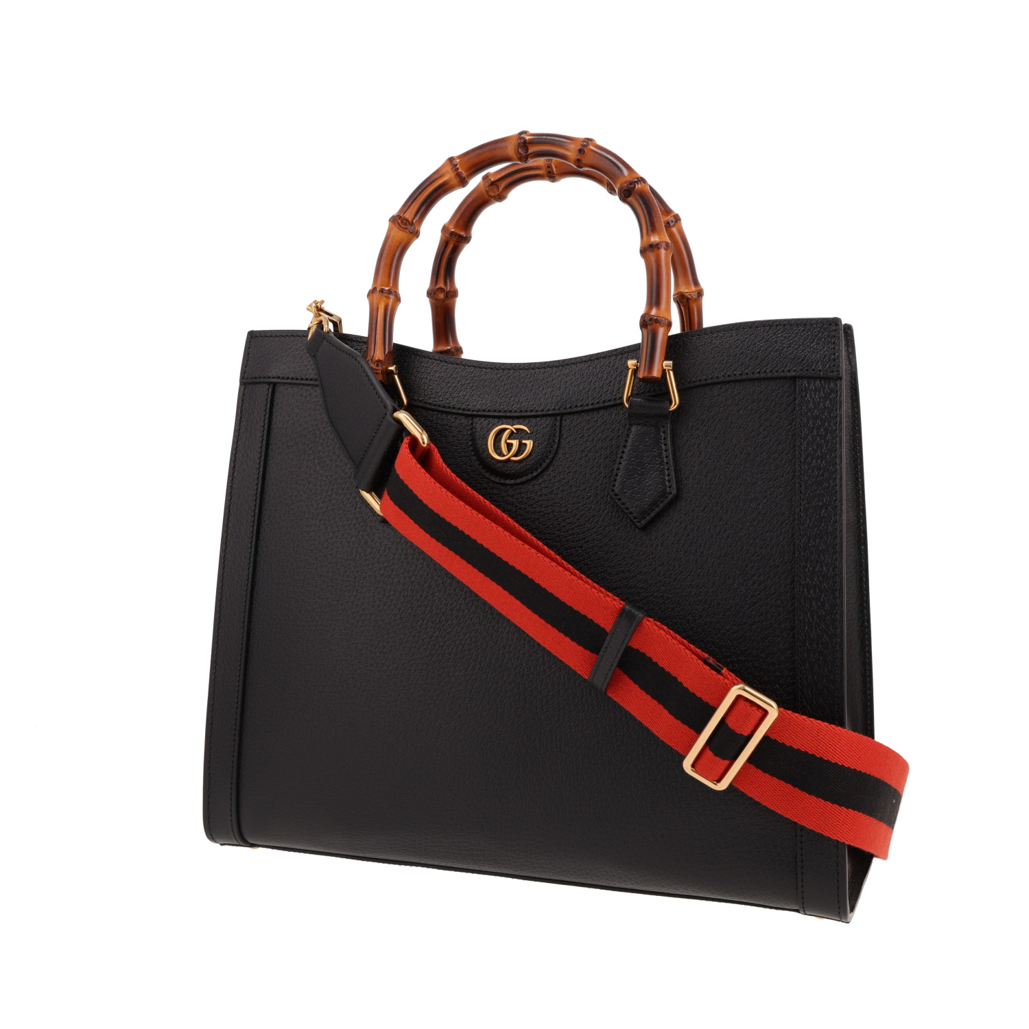 Gucci  Diana large model  handbag  in black leather  and bamboo - Detail D4