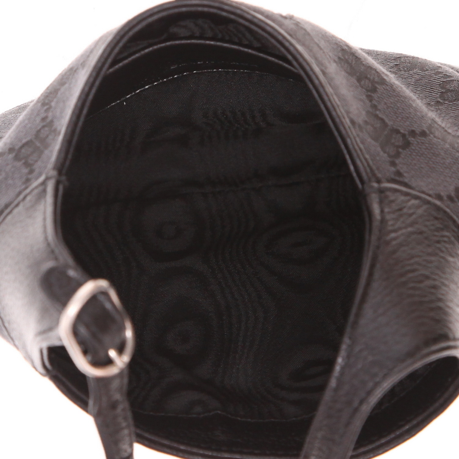 Sac bandoulière Balenciaga  x Gucci Jackie en toile siglée noire et cuir noir - Detail D3