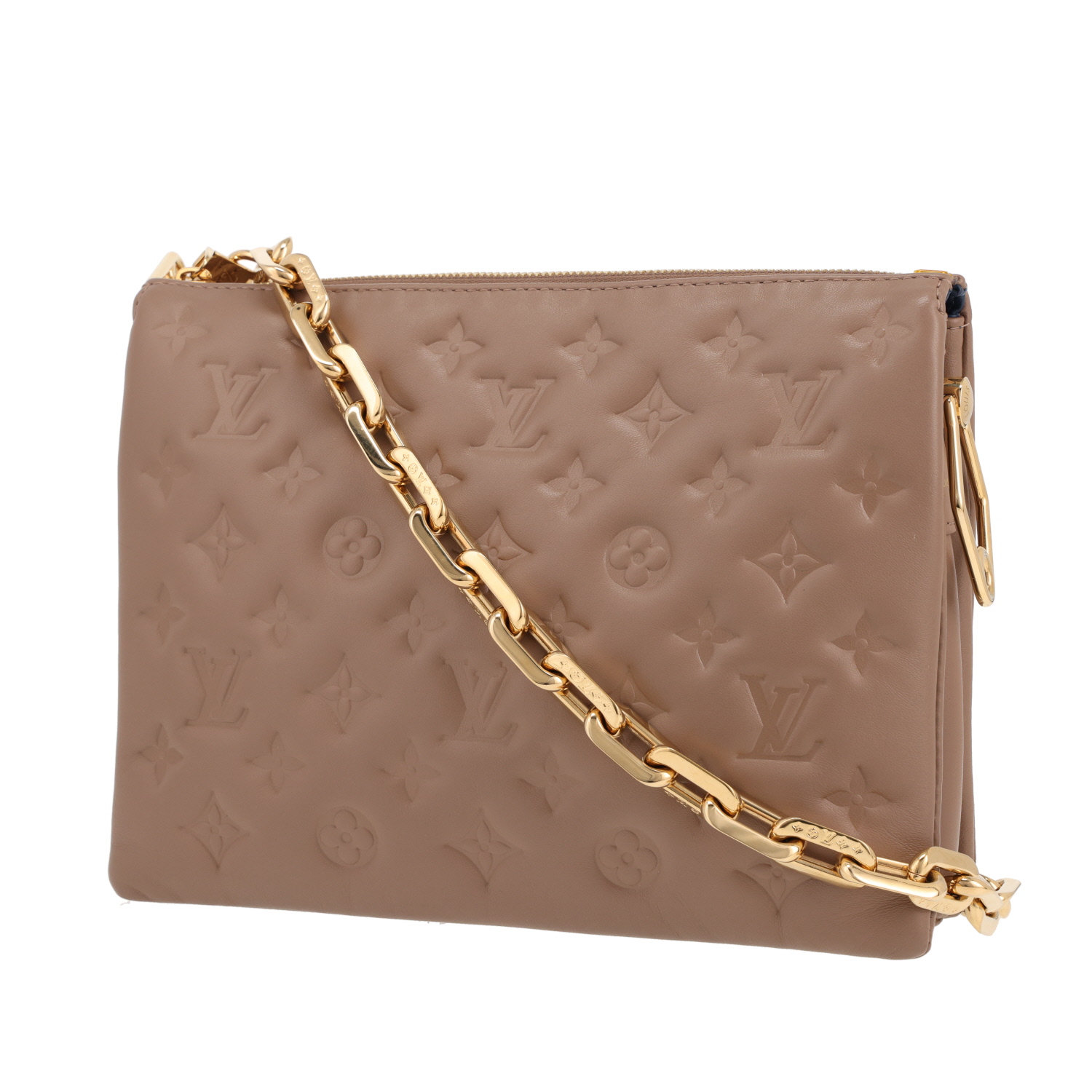 Bolso bandolera Louis Vuitton  Coussin en cuero monogram huella beige - Detail D5