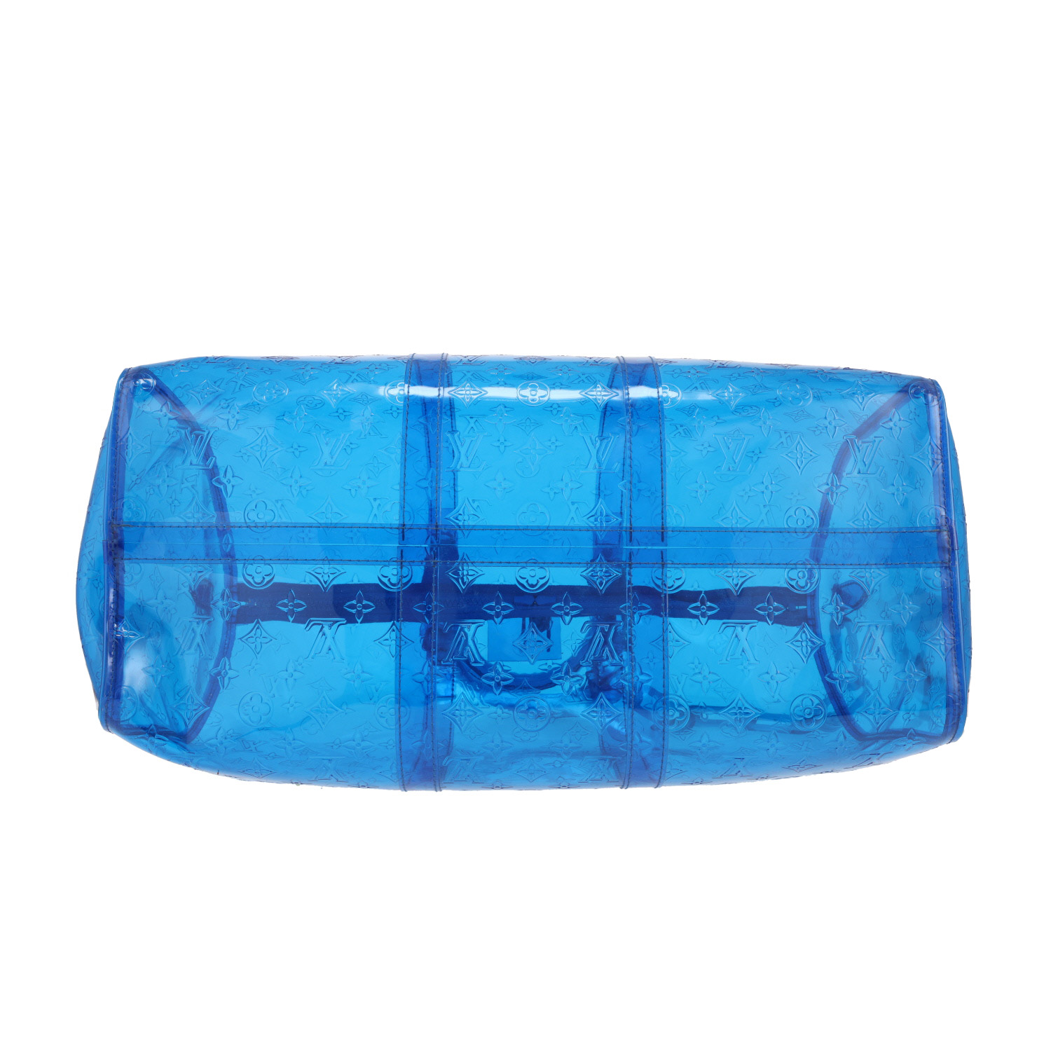Louis Vuitton  Keepall Editions Limitées travel bag  in blue shading  vinyl  and blue vinyl - Detail D1