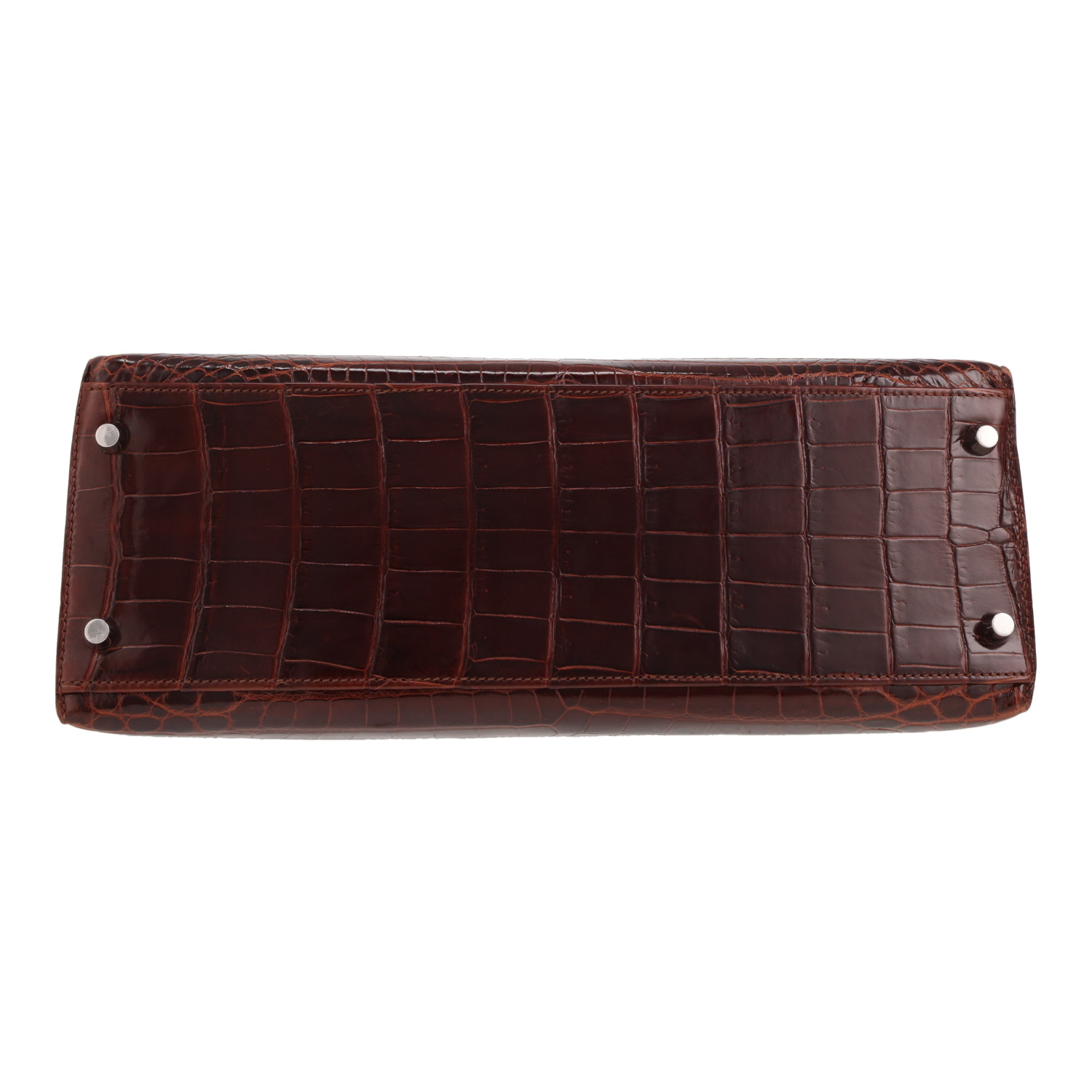 Hermès  Kelly 32 cm handbag  in brown niloticus crocodile - Detail D1