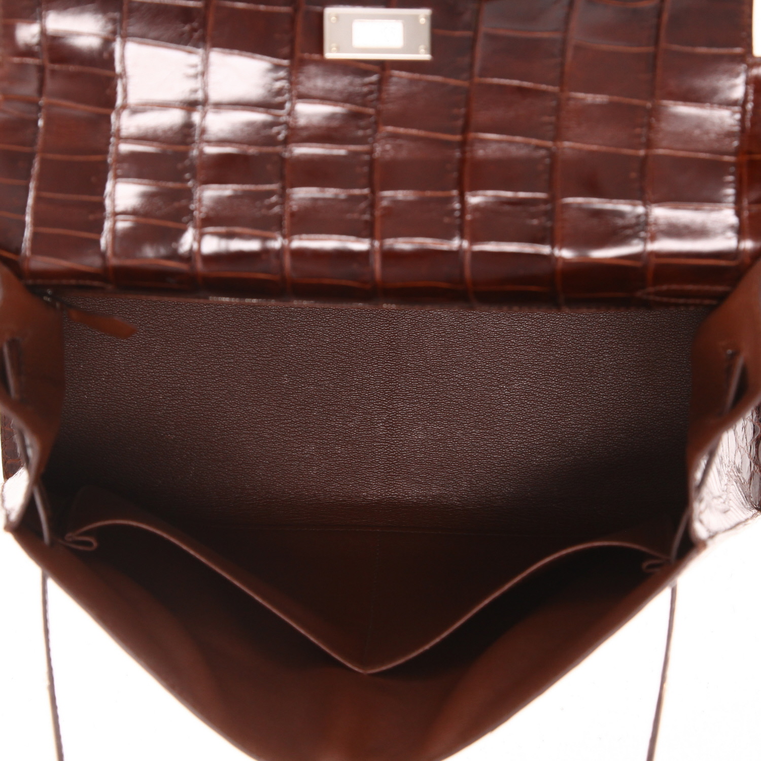Hermès  Kelly 32 cm handbag  in brown niloticus crocodile - Detail D3