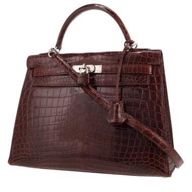 Borsa Hermès  Kelly 32 cm in coccodrillo niloticus marrone