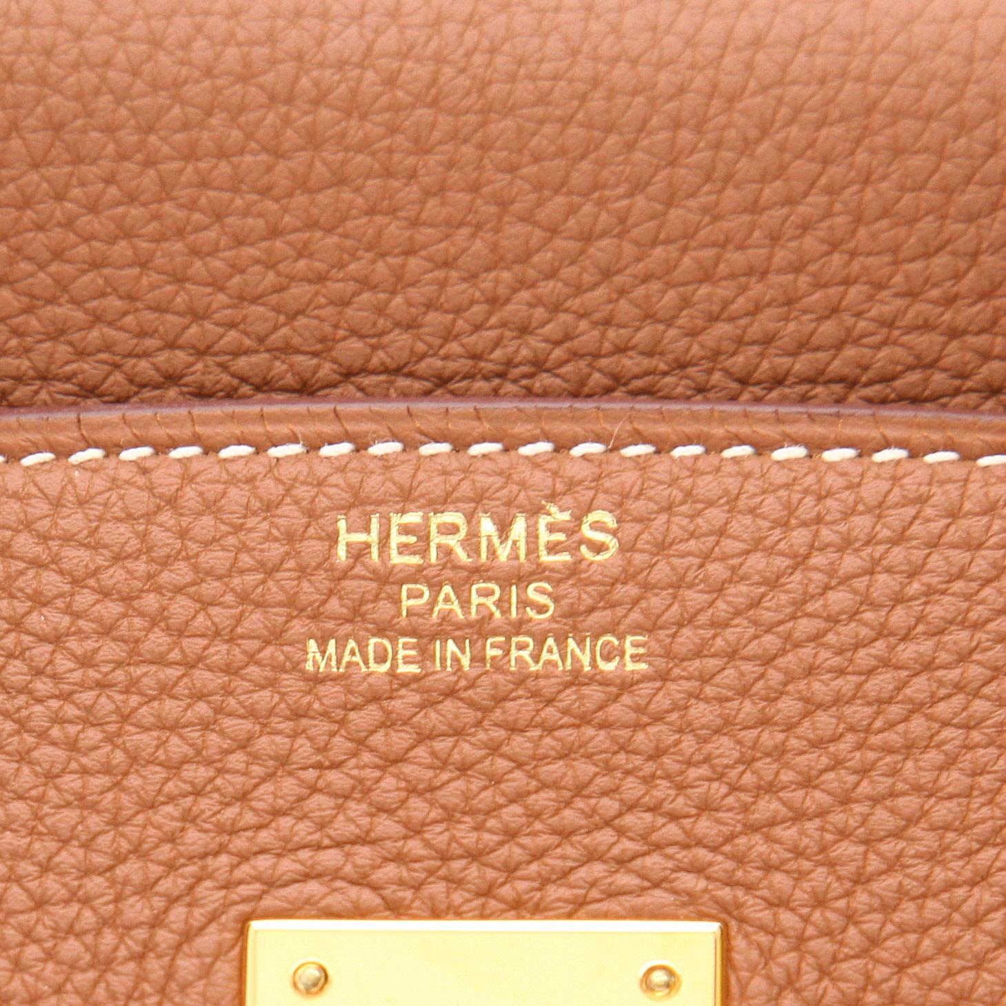 Bolso de mano Hermès  Birkin 35 cm en cuero togo color oro - Detail D2