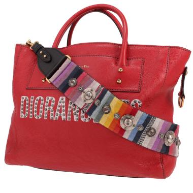 Dior   shopping bag  in red leather