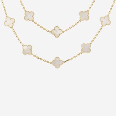 Collana lunga Van Cleef & Arpels Vintage Alhambra in oro giallo e madreperla