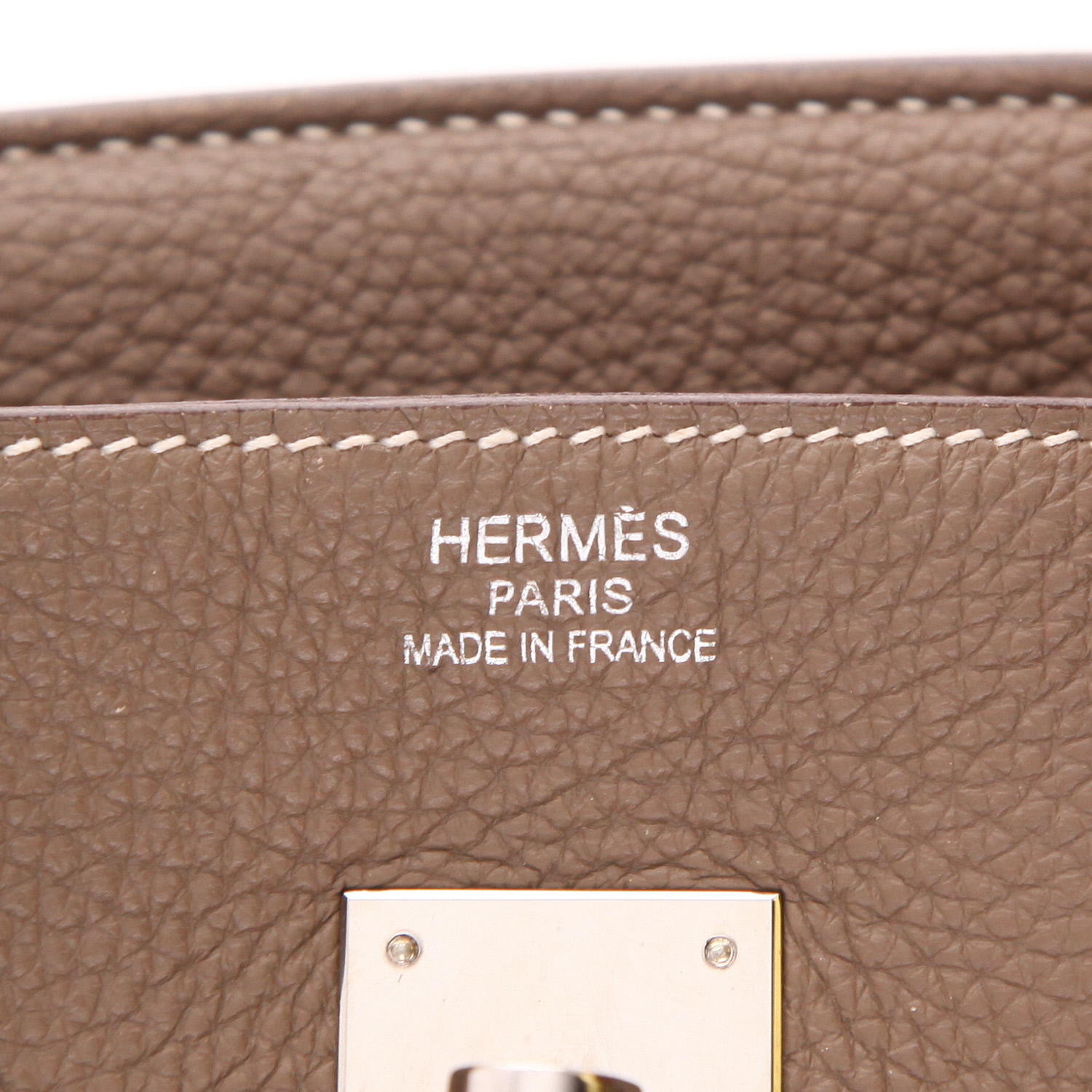 Bolso de mano Hermès  Birkin 35 cm en cuero togo marrón etoupe - Detail D2