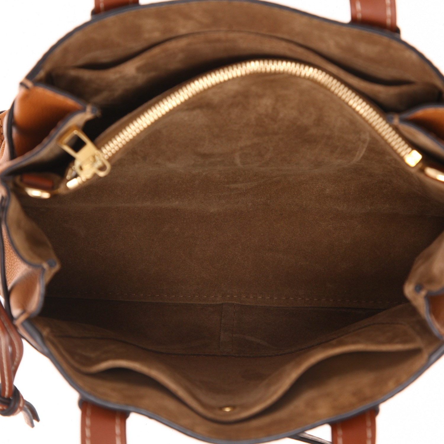 Loewe  Bucket handbag  in gold leather  and brown leather - Detail D3