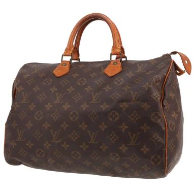 Louis Vuitton  Speedy 35 handbag  in brown monogram canvas  and natural leather